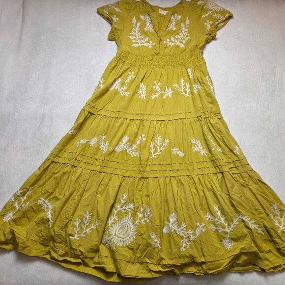 L By Anthropologie The Somerset printed maxi dress yellow embroidered flowers 3 - Picture 1 of 12